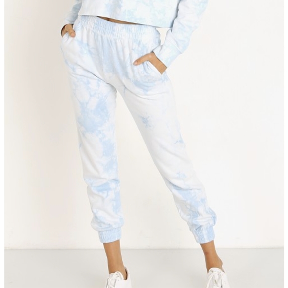 Frankie's Bikinis Pants - Frankie's Bikinis Light Blue Tie-Dye Joggers